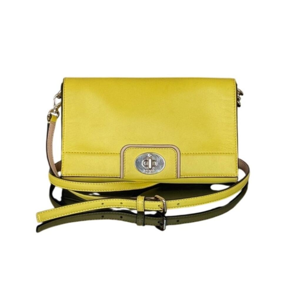 Kate Spade New York Yellow Leather Turn Lock Crossbody Bag